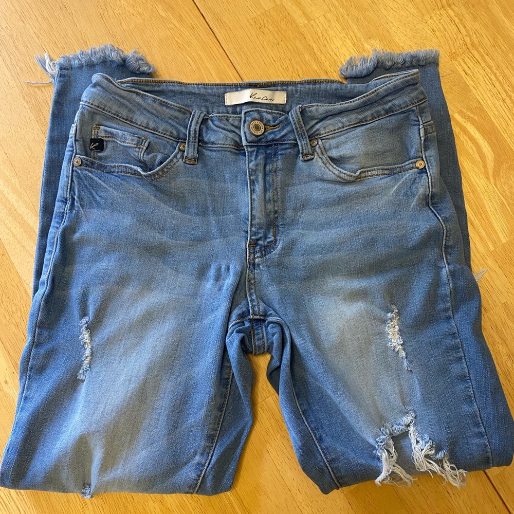 KanCan Blue Distressed Ankle Jeans